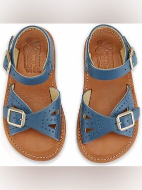Young Soles Pearl Sandal Ocean Blue Leather Unisex Sandals | EU 23 US 7